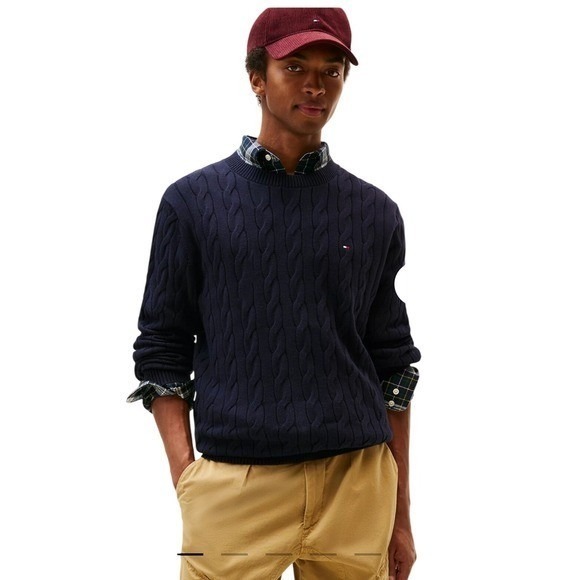 Vintage Tommy Hilfiger Cable Knit Crew-Neck Sweater‎ Mens S Black - Picture 8 of 13